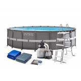 Бассейн каркасный, сборный INTEX 26326 Ultra XTR Frame Pool, круглый 488 х 122 см. - полный комплект доп. оборудования.