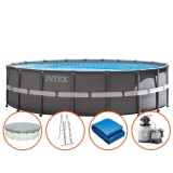 Бассейн каркасный, сборный INTEX 26330 Ultra XTR Frame Pool, круглый 549 х 132 см. - полный комплект доп. оборудования.