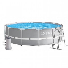 Бассейн каркасный, сборный INTEX 26716 Prism Frame Pool, круглый 366 х 99 см.(в комплекте: фильтр-насос картриджный, лестница)
