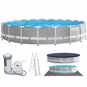 Бассейн каркасный, сборный INTEX 26756 Prism Frame Pool, круглый 610 х 132 см. - полный комплект дополнительного оборудования.