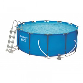 Бассейн каркасный, сборный BestWay 56420 SteelPro Frame Pool, круглый 366 х 122 см.(в комплекте: фильтр-насос картриджный, лестница, тент)
